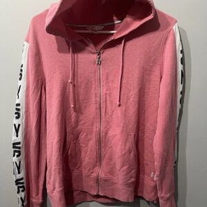 Y2K Victoria's Secret Pink Ladies Hoodie Sweatshirt  Large Logo Sleeves Full Zip